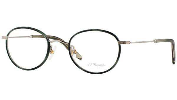 S.T. Dupont Oval Metal Eyeglass Frame Silver Dark Green Unisex