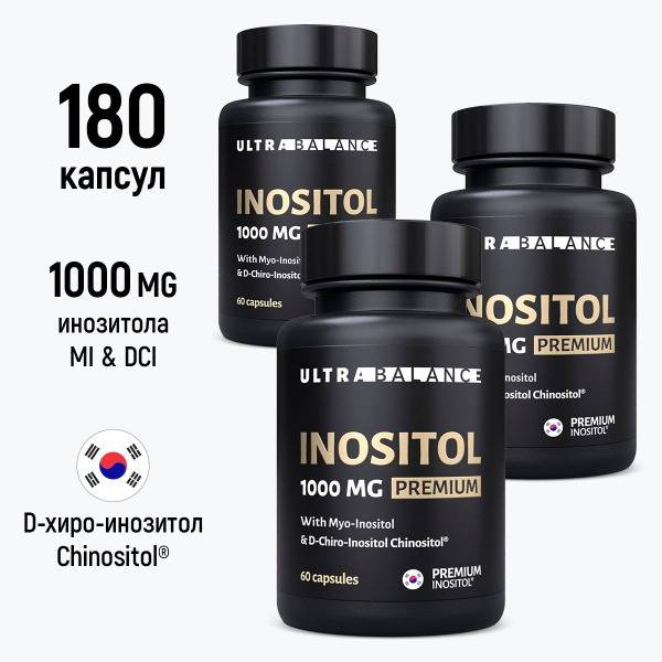 UltraBalance Inositol 1000 mg Capsules, 180 Count