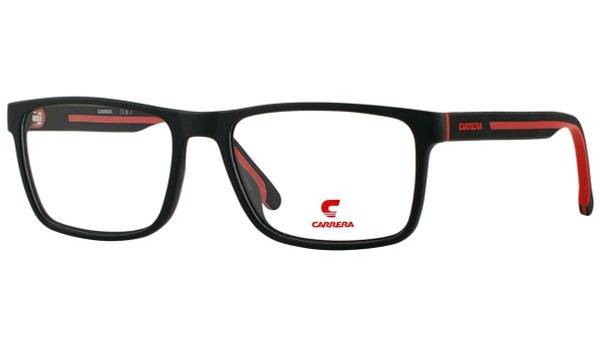 Carrera 8885 BLX Unisex Eyeglass Frame - Matte Black/Red, 138mm Width
