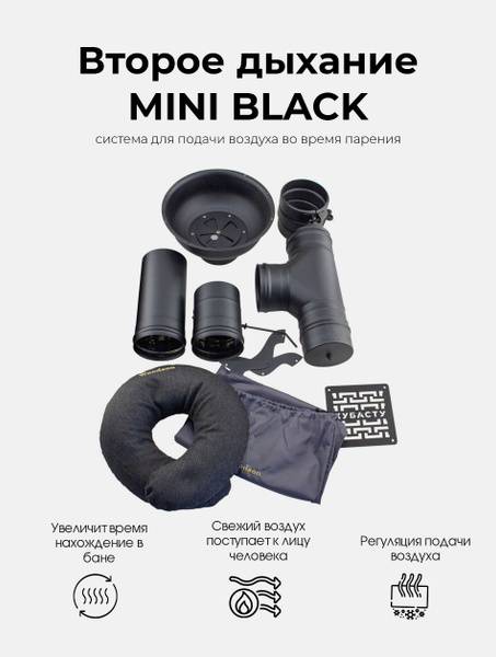 KUBASTU Second Breath System MINI BLACK for Sauna Steam Ventilation