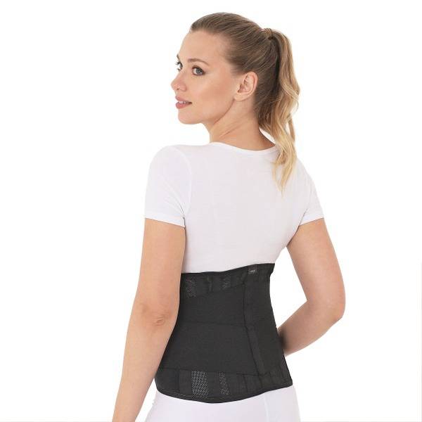 Krayt Orthopedic Lumbosacral Back Corset, 27 cm Height, with 6 Metal Stiffening Ribs, Size 3, Black