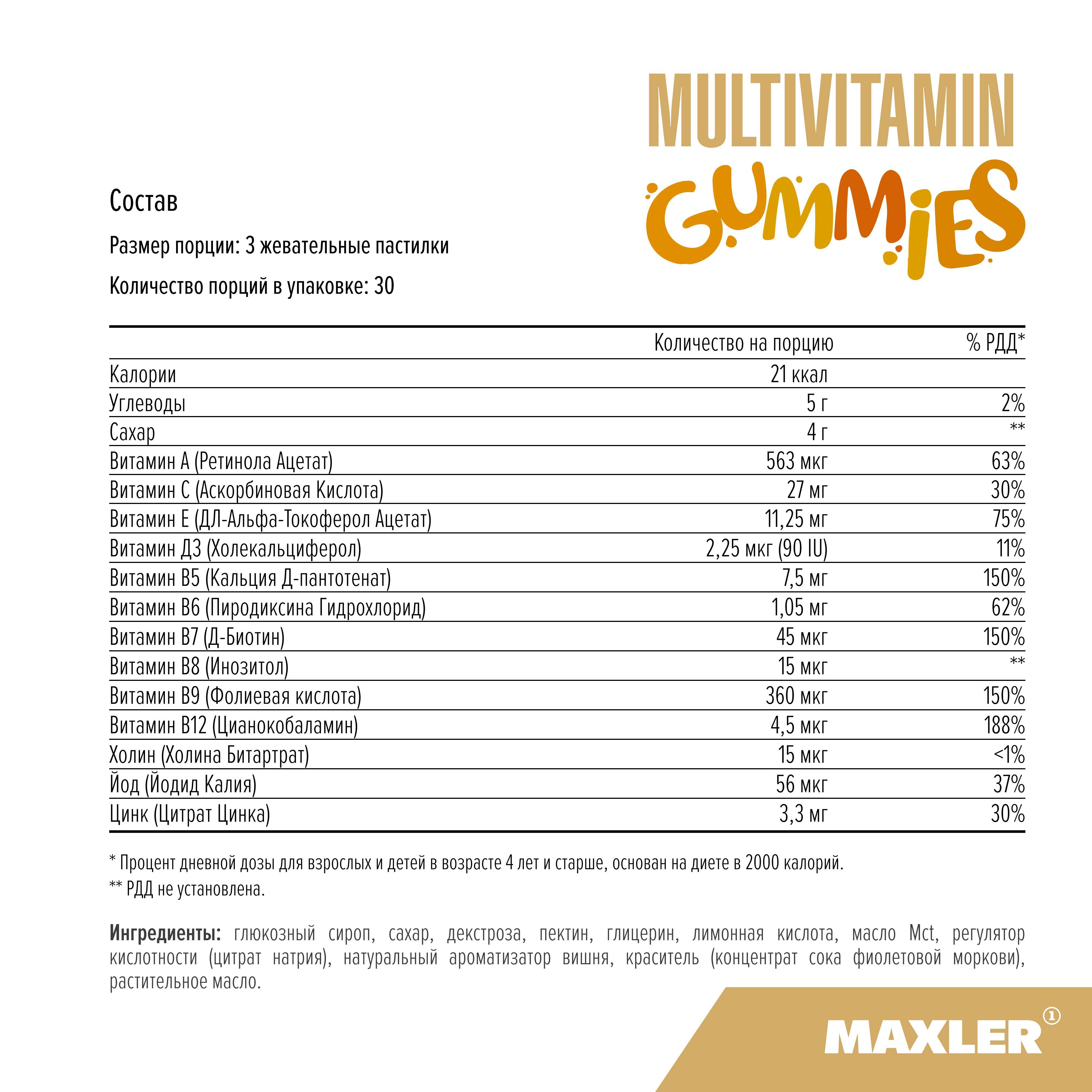 Maxler Multivitamin Gummies 90 ct Cherry - 180 g #5