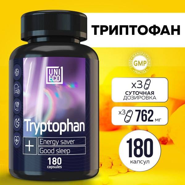 UNIECO L-Tryptophan for Stress & Anxiety, 180 Capsules