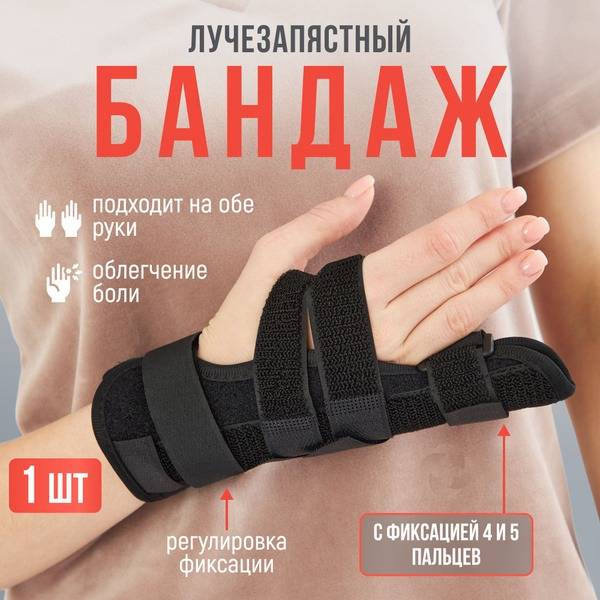 MEDKING Universal Wrist Brace with Plate for 4th and 5th Fingers, Black S/M