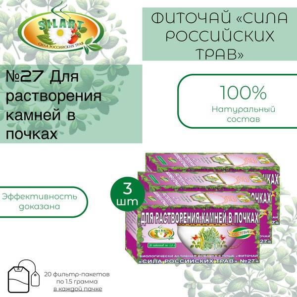 SILART - Sila Rossiiskikh trav №27 Tea in bags for kidneys, 2 units, Herbal, 30 g