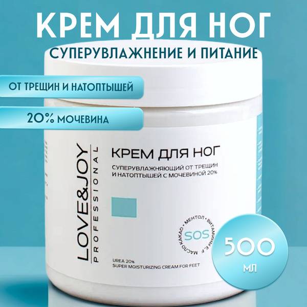 LOVE&JOY Foot Cream with 20% Urea and Menthol 500 g Jar
