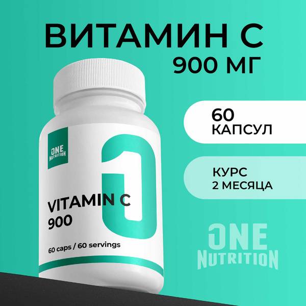 ONE Nutrition Vitamin C 900 Forte, Ascorbic Acid, Immune Support, 60 Capsules