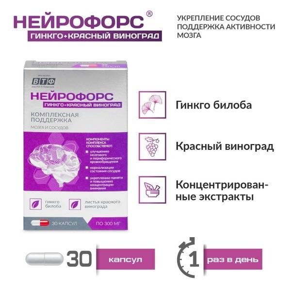 Ginkgo Biloba & Red Grape Extract: Brain & Memory Support - 30 Capsules