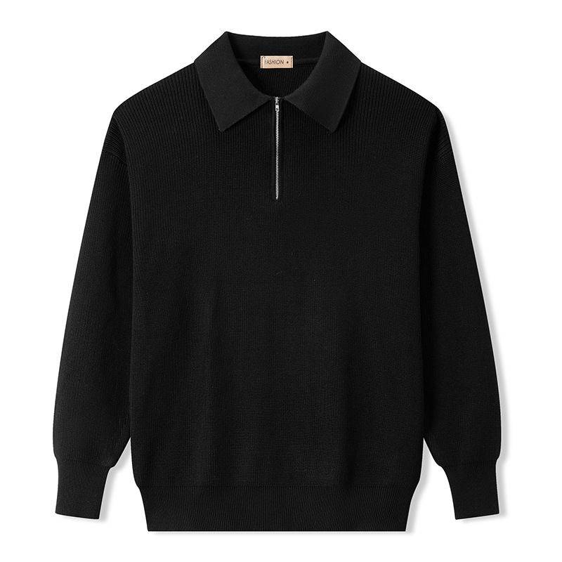 GATSBY by store Men Sweater Zipper Collar All Seasons Black Acrylic Cotton #8