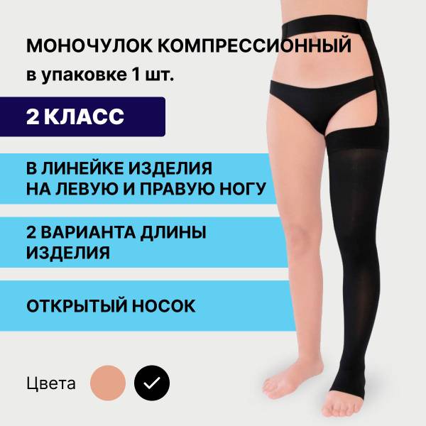 PIONIC Compression Stockings Black, 2nd Compression Class