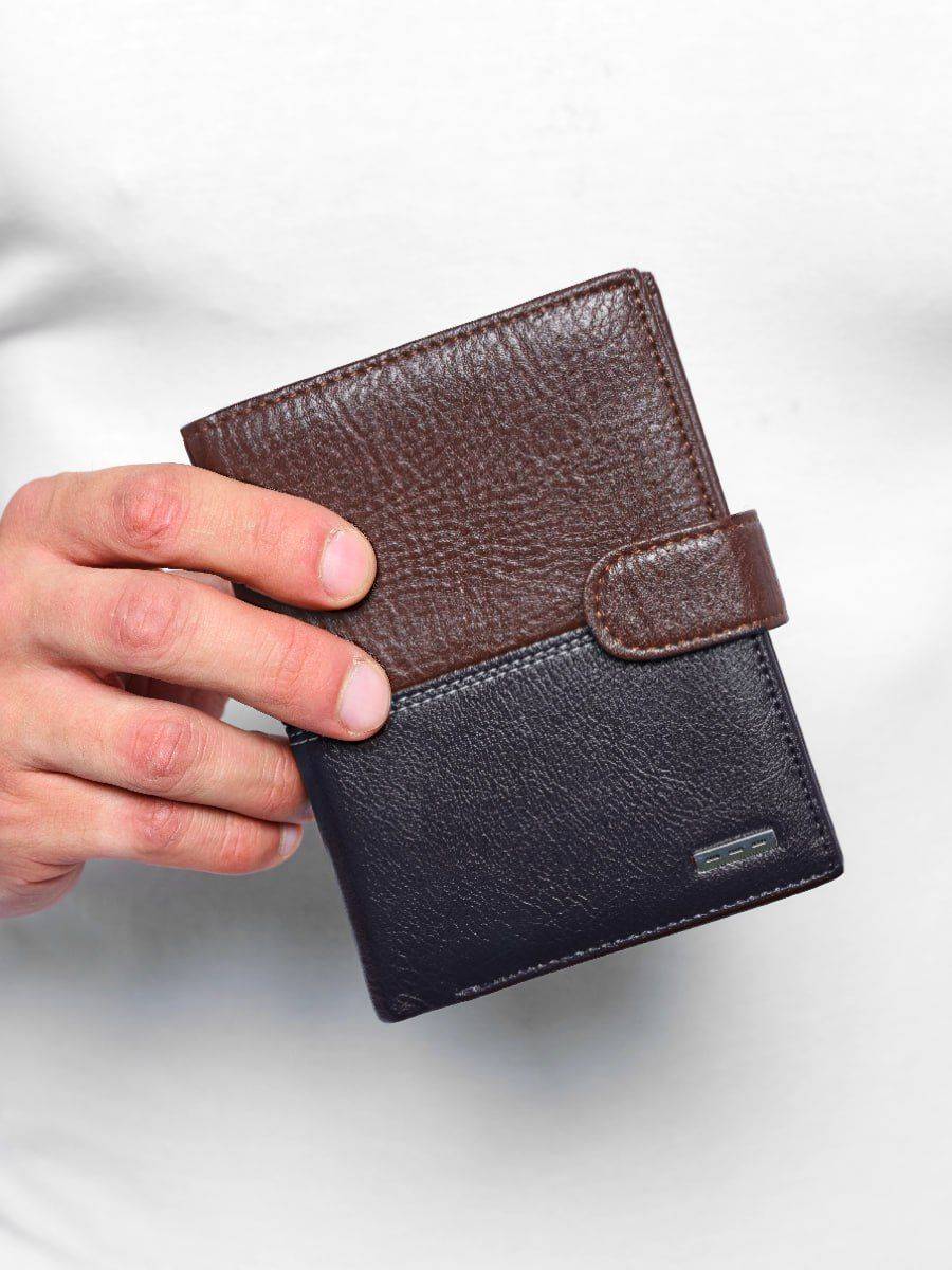 Leather wallet male natural leather brown-black 11x14x3 cm Joylife #4