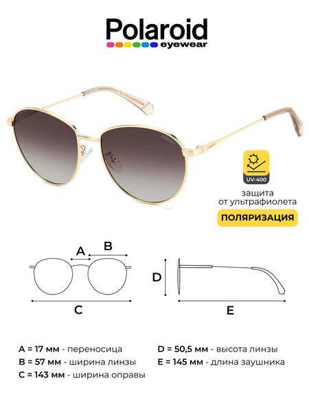 Polaroid Unisex Sunglasses Gold/Brown — 1406983305