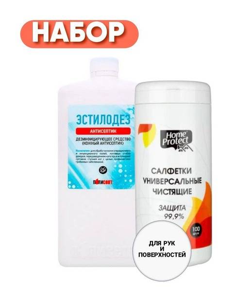 Estilodez Hand and Surface Disinfection Set - 1L Antiseptic + 100 Wet Wipes in Tube