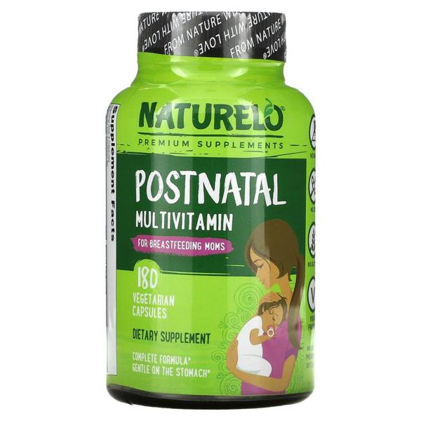 NATURELO Multivitamin Dietary Supplement, Postpartum for Nursing Mothers, 180 Vegetarian Capsules