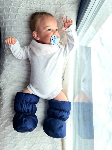 BABYBEST Baby Booties Dark Blue Size 23 Winter Home Duspo Wool Lined