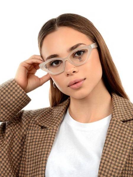 Eyeglass Frame, Cat Eye, Transparent White, 54 mm