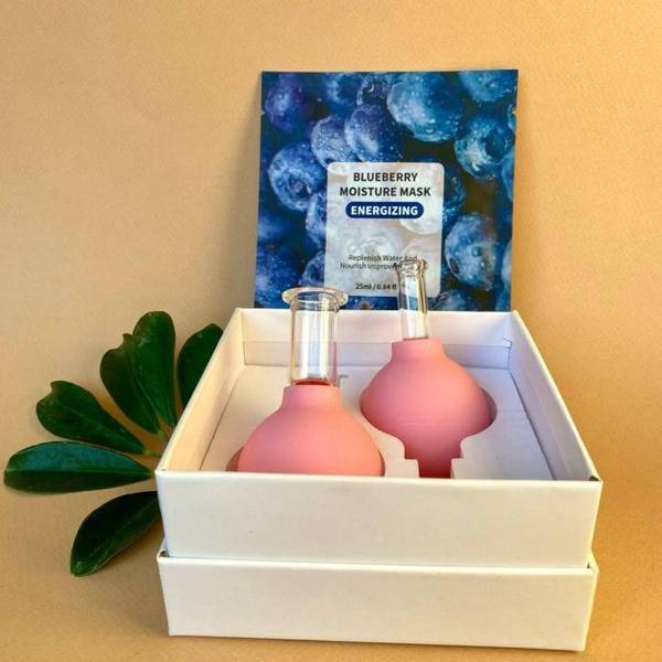 JinKang Glass Cosmetic Vacuum Massage Cups, Set of 2 in Gift Box