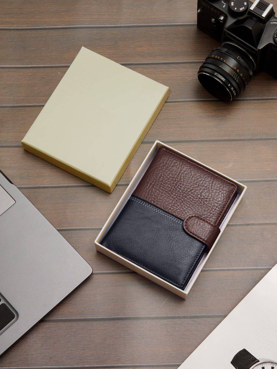 Leather wallet male natural leather brown-black 11x14x3 cm Joylife #6