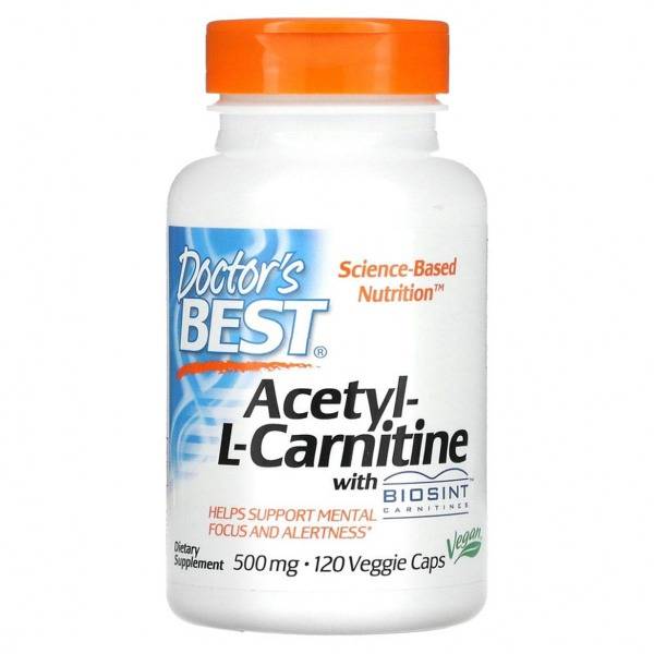 Doctor's Best, Acetyl-L-Carnitine, 500 mg per Capsule (1000 mg per Serving), 120 Vegetarian Capsules