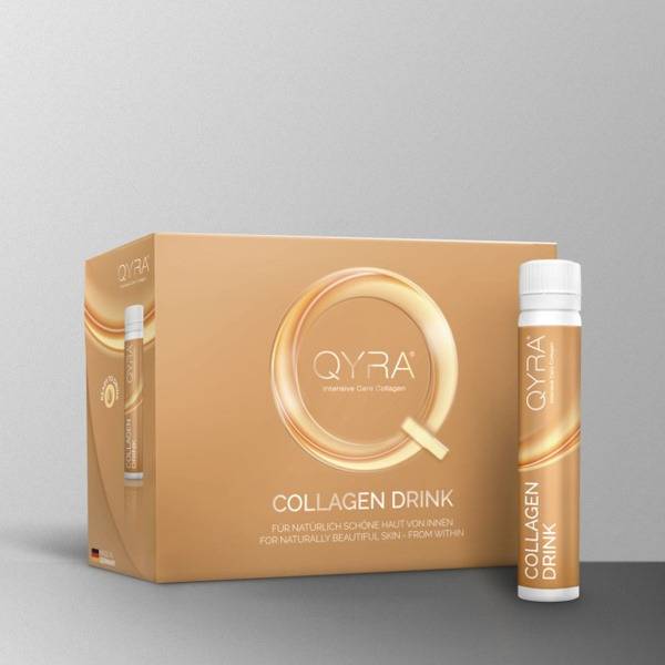 QYRA Liquid Collagen Drink in Ampoules 25 ml, Tropical Flavor, 21 Pack, for Skin, Hair, Nails and Joints