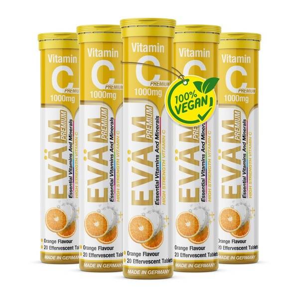 ZinterLab Vitamin C 1000 mg Effervescent Tablets, Orange Flavor, 120 Count
