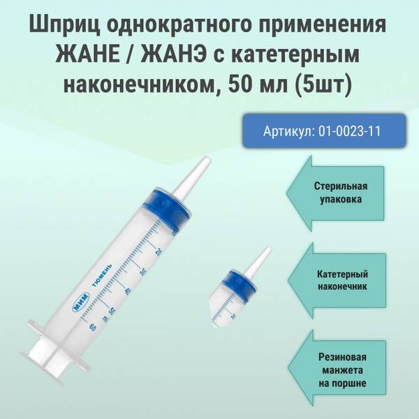 MIM Single-Use Syringe with Catheter Tip 50 mL 5-Count