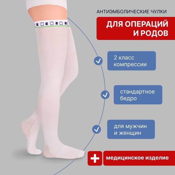 PIONIC Compression Stockings for Surgery and Childbirth White Class 2 1 Pair