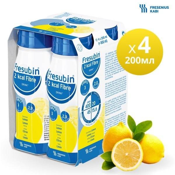 Fresubin Lemon Specialized Nutrition Drink 2 kcal, 200 ml Bottle, 4 Pack