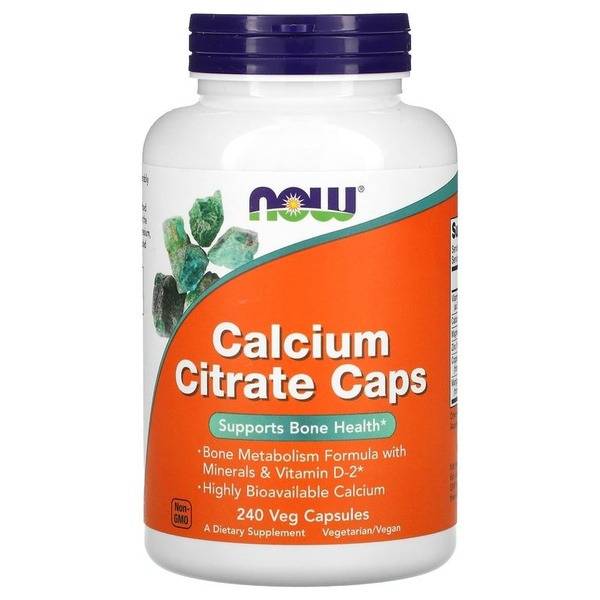Calcium Citrate Dietary Supplement NOW Foods, with Vitamin D2, 240 Vegetarian Capsules