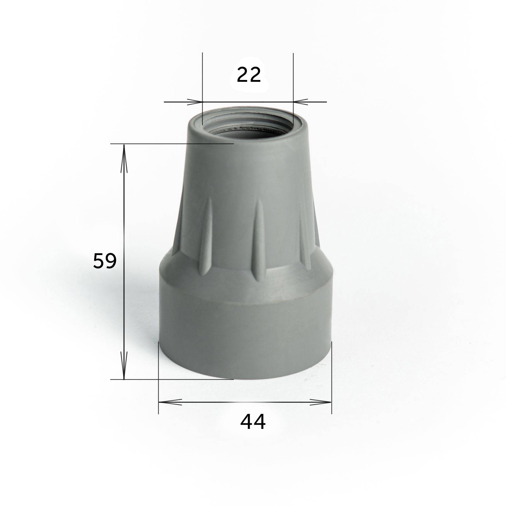Barry Cane Tip 22 mm Gray Thermoplastic Elastomer - 1 Piece #2