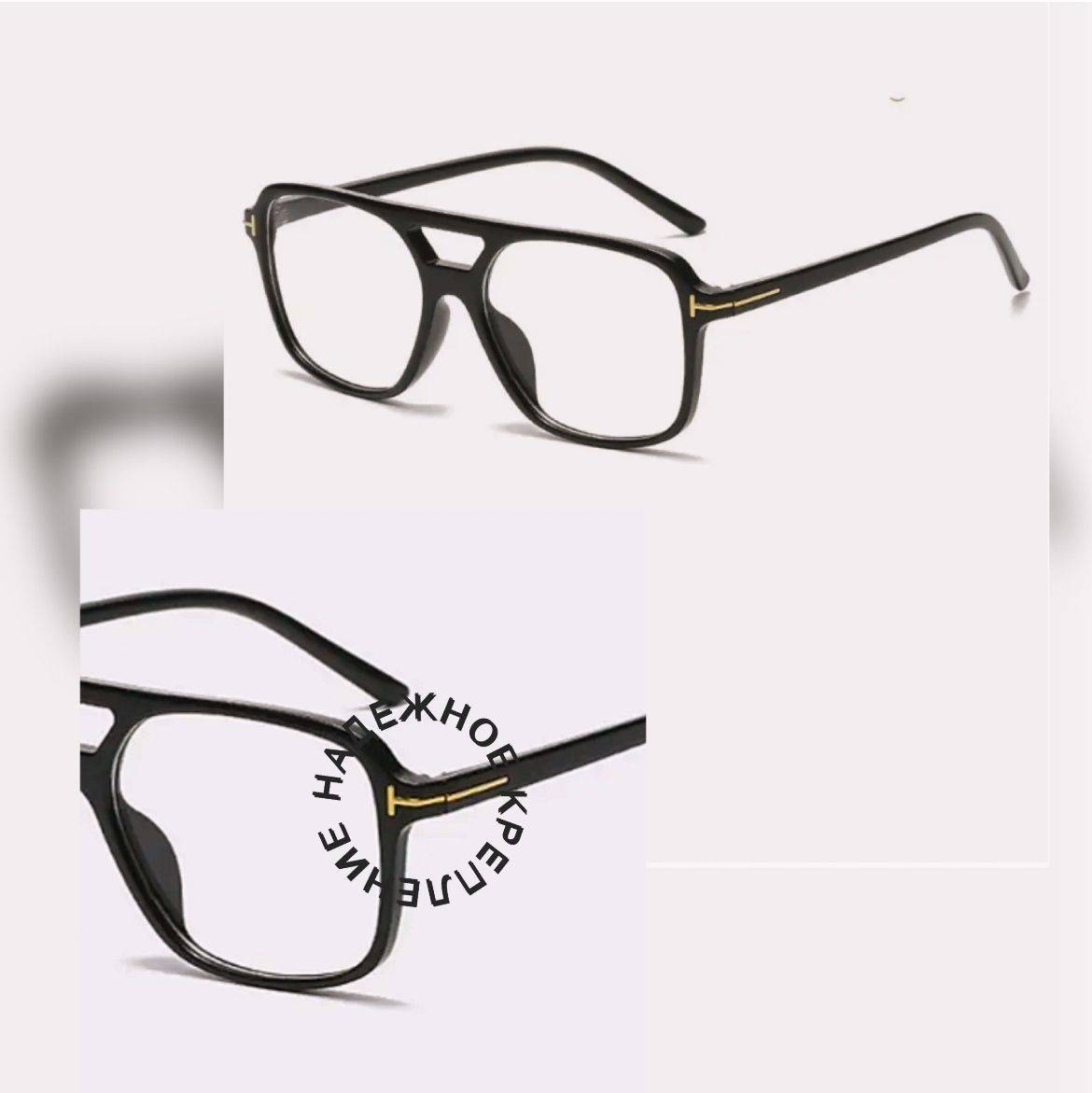 Saidovv Square Sunglasses, Black with Transparent Lenses #5