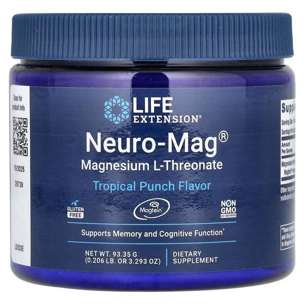 Life Extension Magnesium L-Threonate Tropical Punch Powder 93.35 g