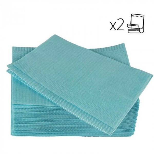 RUSKRAFT Disposable Two-Layer Dental Paper Towels Blue 330x450 mm 100 pcs / Aprons 33x45 cm