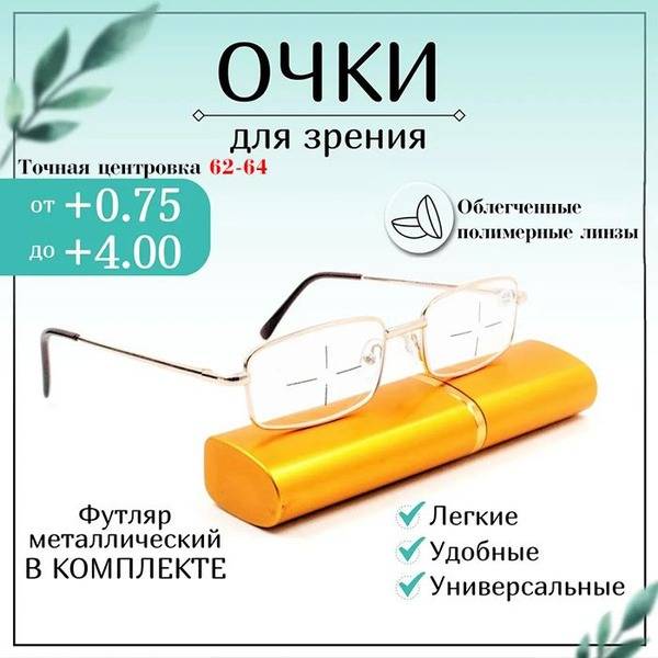 Reading Glasses +1.50 Gold Rectangular Frame
