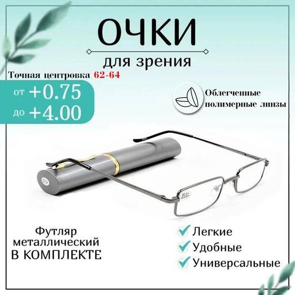 Reading Glasses +4.00 Gray Rectangular Frame
