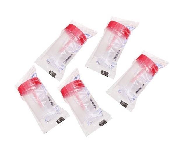 5pc Sample Container with Spatula, 60ml, for Biological Material, Container