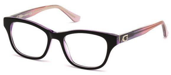 Guess GU 2678-N 001 Women's Hexagonal Plastic Eyeglass Frame, Black