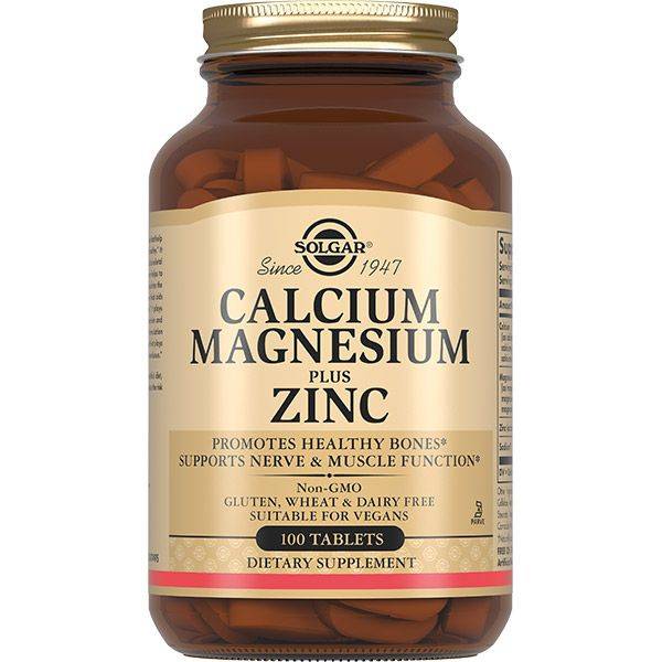 Solgar Calcium Magnesium Zinc Tablets, 1580mg, 100 Count