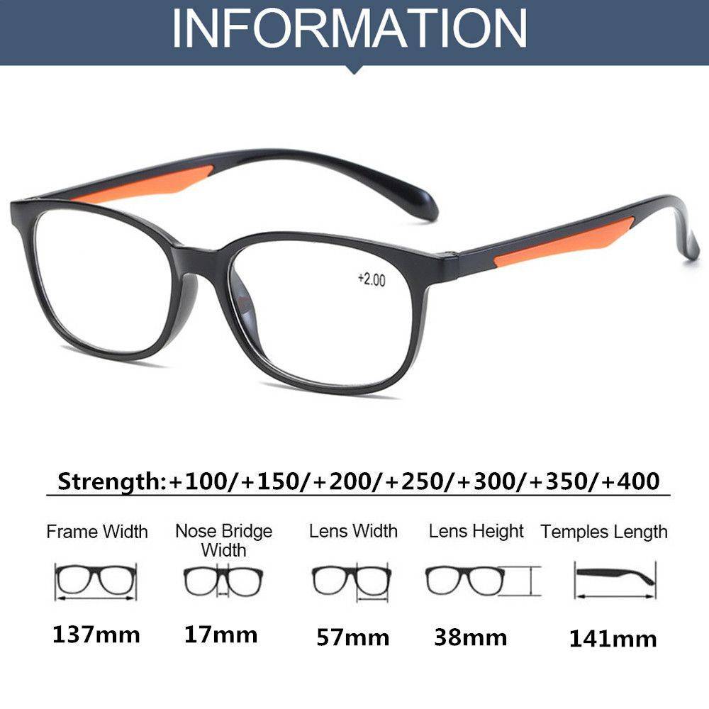 Computer Reading Glasses TR90 +100 to +400 Black #3
