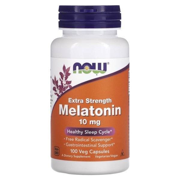 NOW Foods Melatonin 10mg - 100 Veggie Caps for Sleep