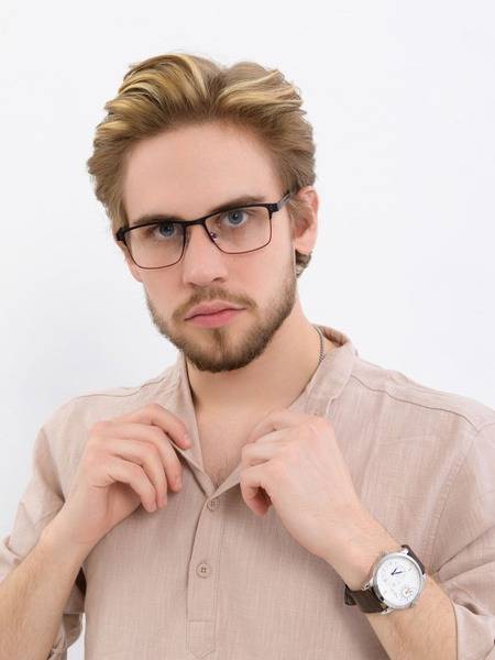 Marc John MJ0684 Men's Rectangular Metal Eyeglass Frame with Blue Light Lenses