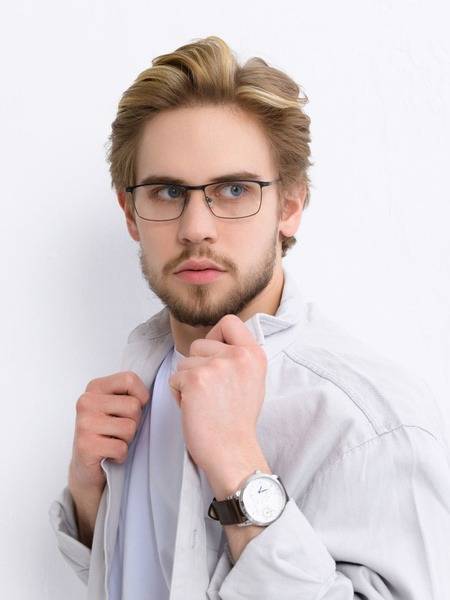 Marc John MJ0685 Men's Eyeglass Frame with Computer Lenses, Rectangular, Black Matte/Dark