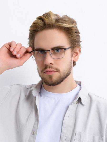 Marc John MJ0689 Men's Rectangular Metal Eyeglass Frame with Computer Lenses