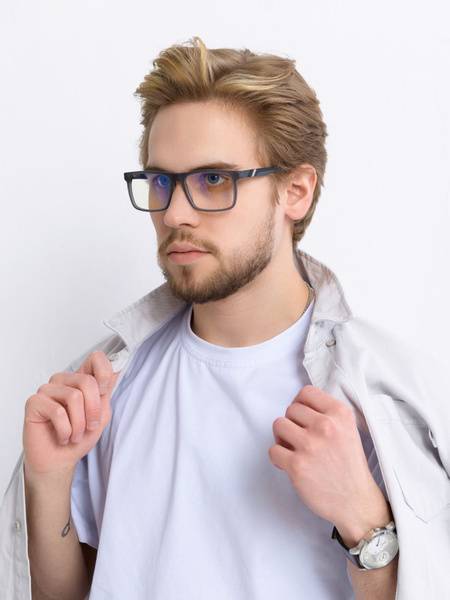 Thom Richard TR6058 Men's Rectangular Eyeglass Frame with Blue Light Lenses