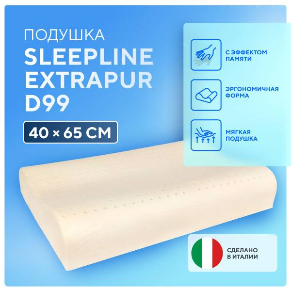 Sleepline Extrapur D99 Memory Foam Orthopedic Pillow with Roll, White