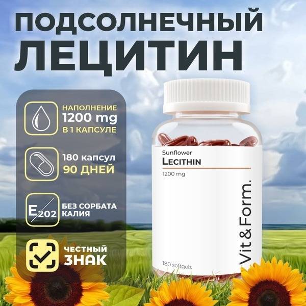 Sunflower Lecithin 180 Capsules (2000mg Daily Dose) - High Potency Phospholipids