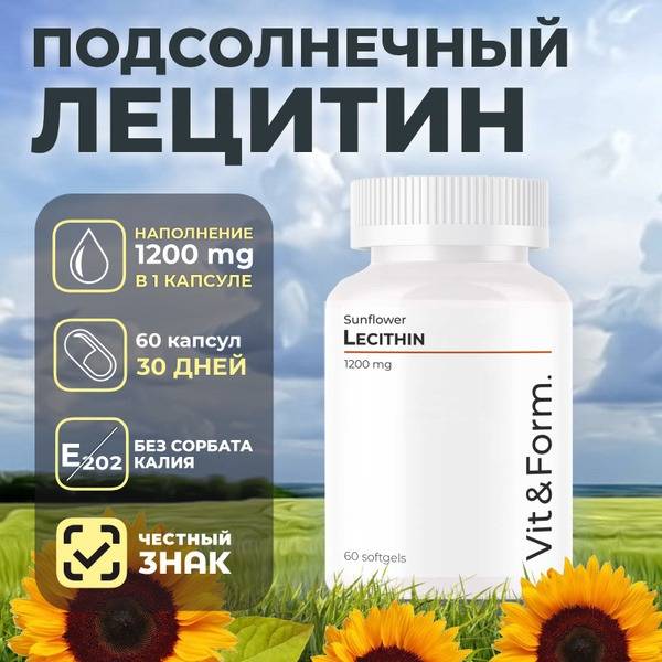 Sunflower Lecithin 60 Capsules (2000mg Daily Dose)