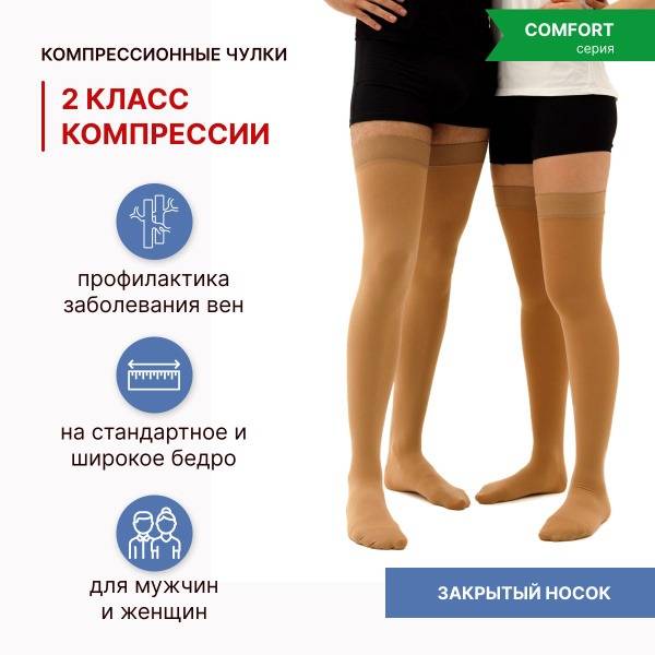 PIONIC Compression Stockings Beige, Class 2 Compression, 1 Pair