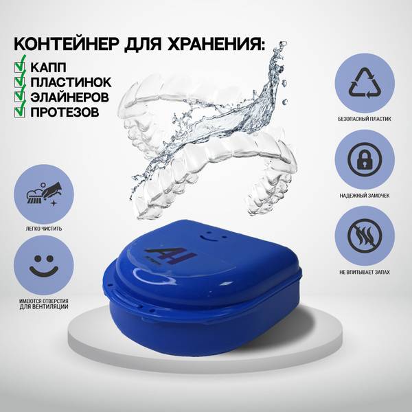 Air Hygiene Denture Container, Blue, 1549649029