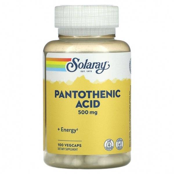 Solaray Pantothenic Acid 500mg, 100 Capsules - Dietary Supplement